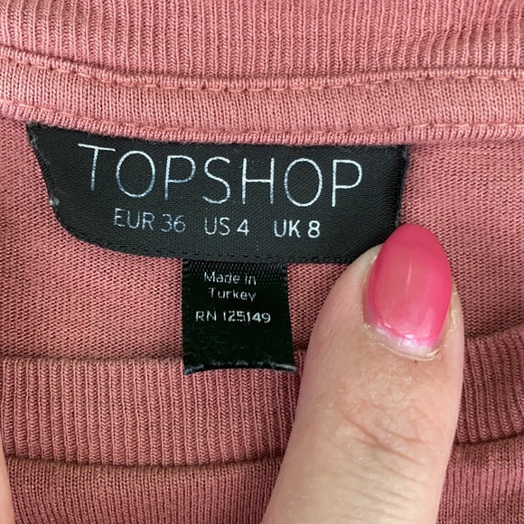 TopShop Dusty Rose Cute Cut Out Bow Sleeve Tee - Picture 11 of 12